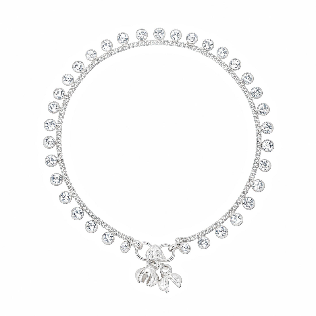 PRAO Anklet Anti-Tarnish Crystal Fringe Ghungroo