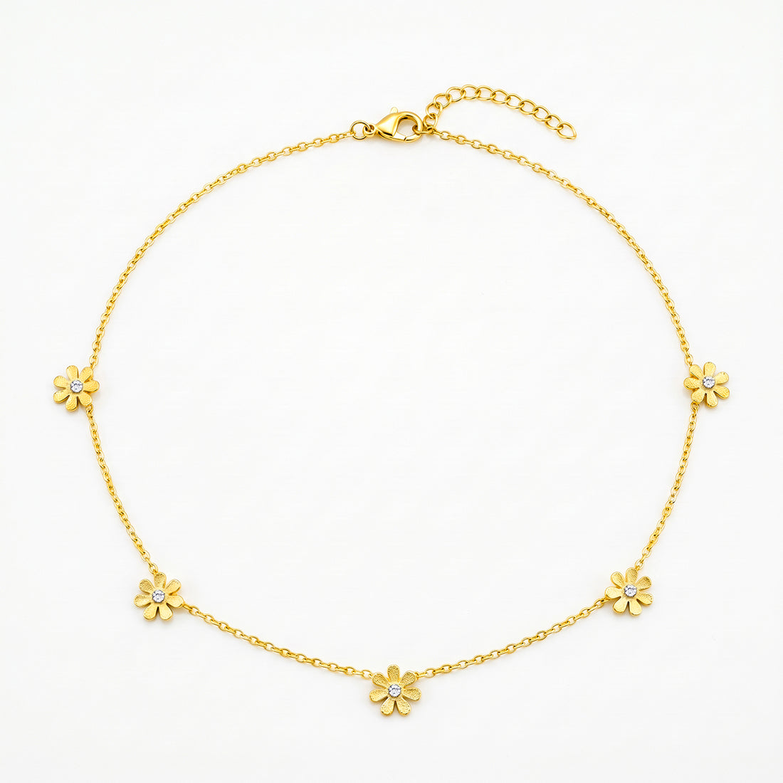 PRAO Necklace Anti-Tarnish Gold Plated Daisy Flowers