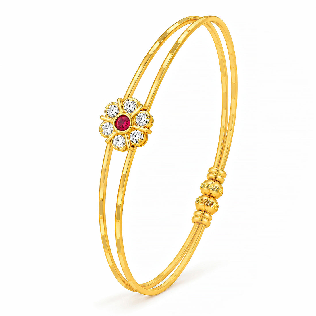 PRAO Bracelet Anti-Tarnish Floral Red Crystal Charm (Adjustable Size)