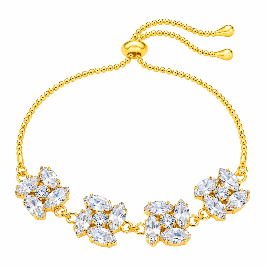 PRAO Bracelet Anti-Tarnish Pinwheel Crystal Link (Adjustable Size)