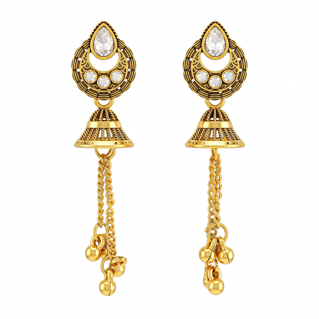 PRAO Earrings Anti-Tarnish Iridescent Jhumka Ghungroo