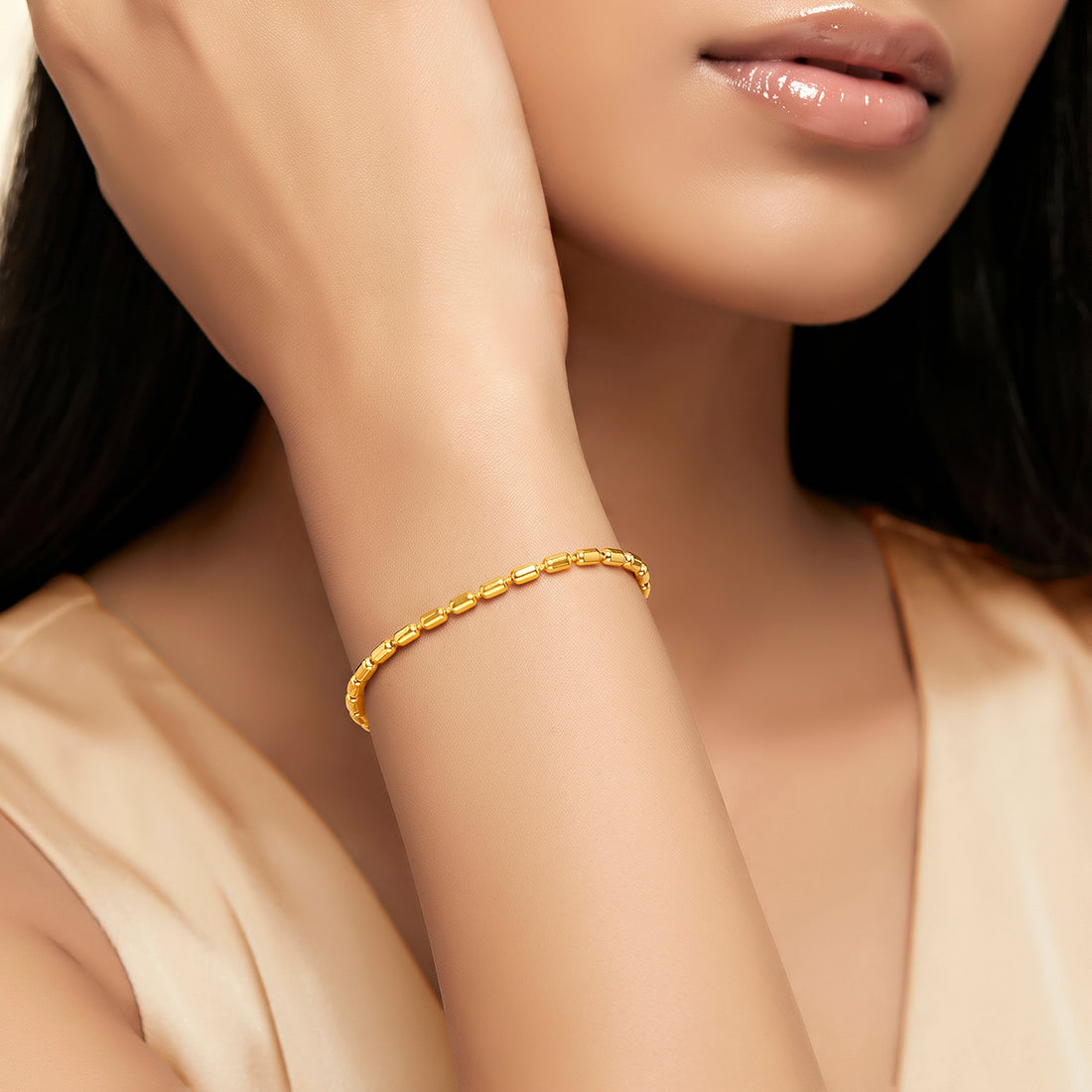 PRAO Bracelet Anti-Tarnish Ball Bar Chain (Adjustable Size)