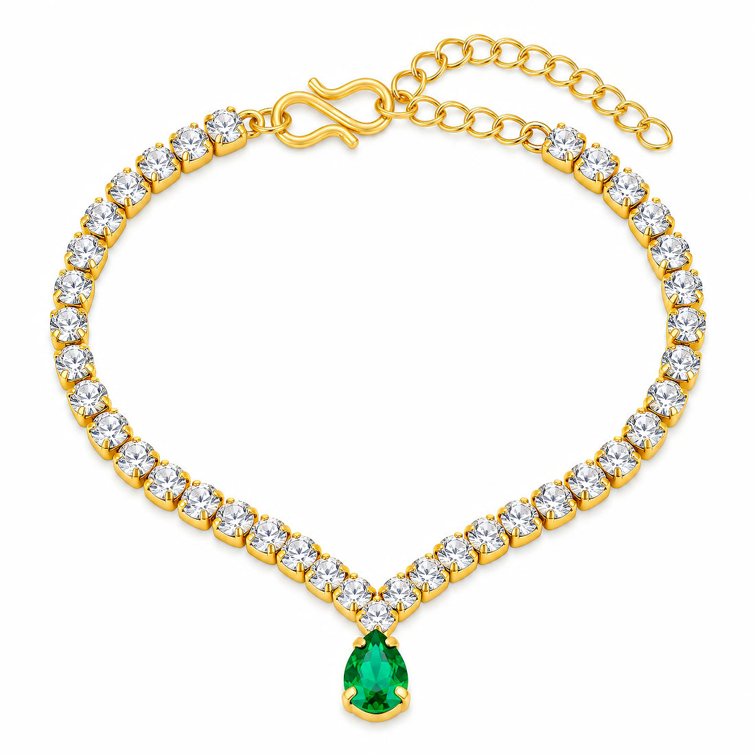 PRAO Bracelet Anti-Tarnish Green Charm Chain (Adjustable Size)