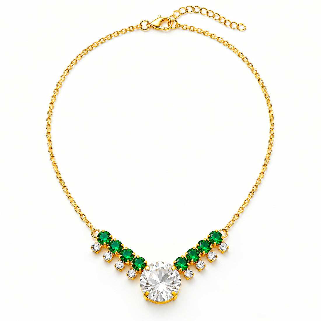 PRAO Necklace Anti-Tarnish Oversized Round Crystal Statement