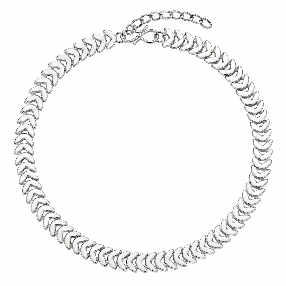 PRAO Anklet Anti-Tarnish Curved Chevron Link Chain