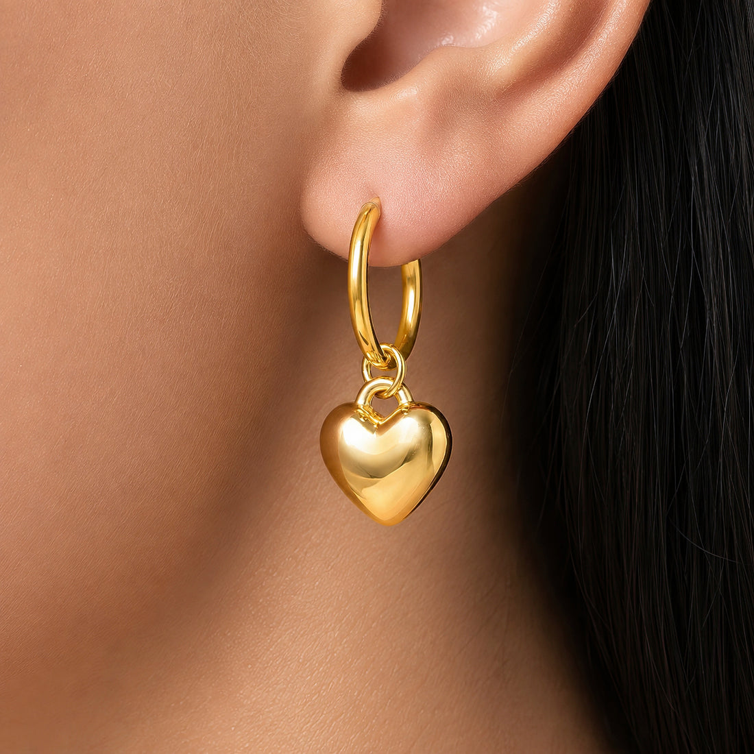 PRAO Earrings Anti-Tarnish Heart Hoop Drops