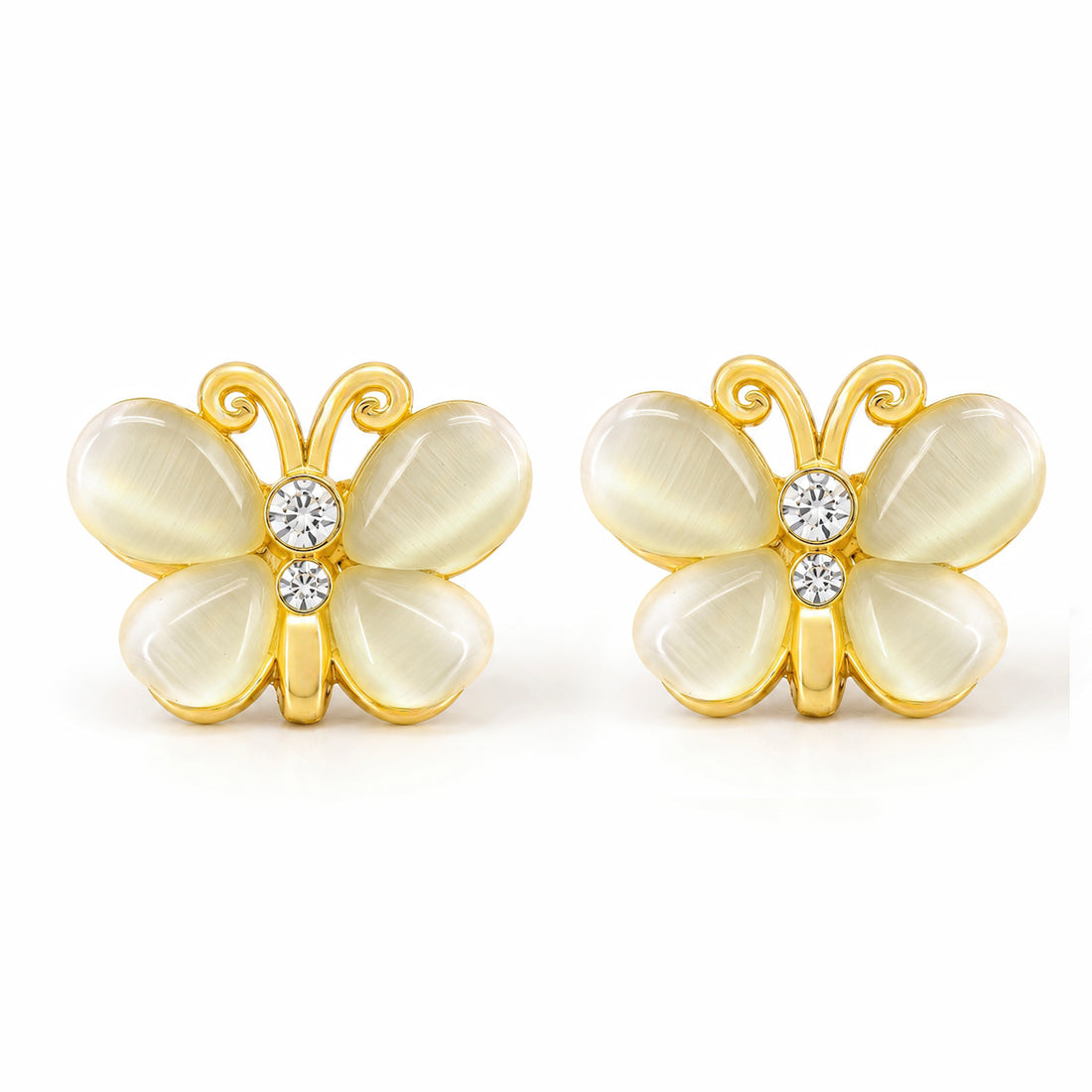 PRAO Earrings Anti-Tarnish Yellow Cat Eye Butterfly Stud
