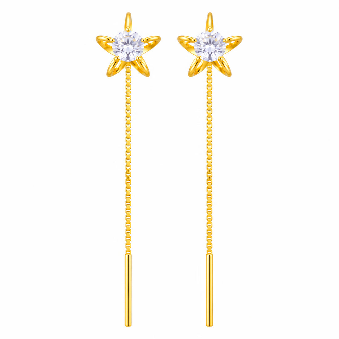 PRAO Earrings Anti-Tarnish Star Crystal Threader