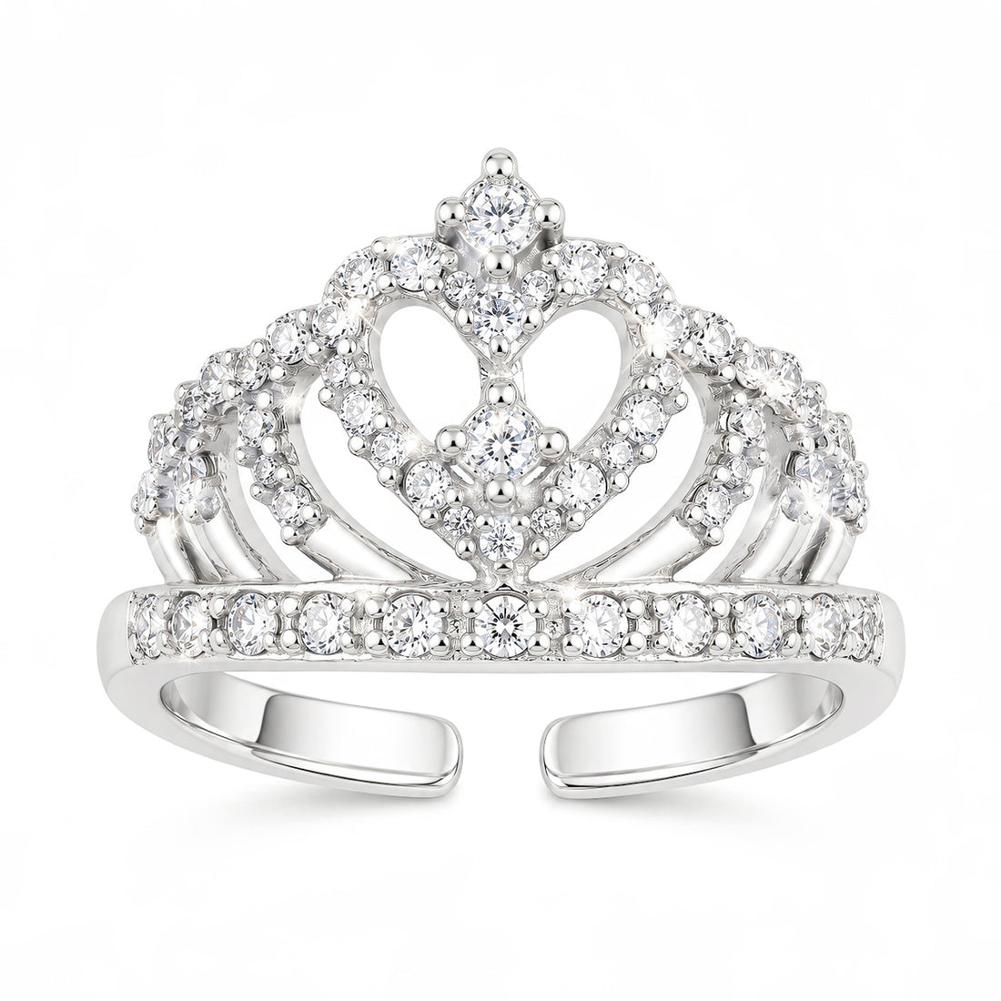 PRAO Ring Anti-Tarnish Silver Plated Crystal Crown (Adjustable Size)