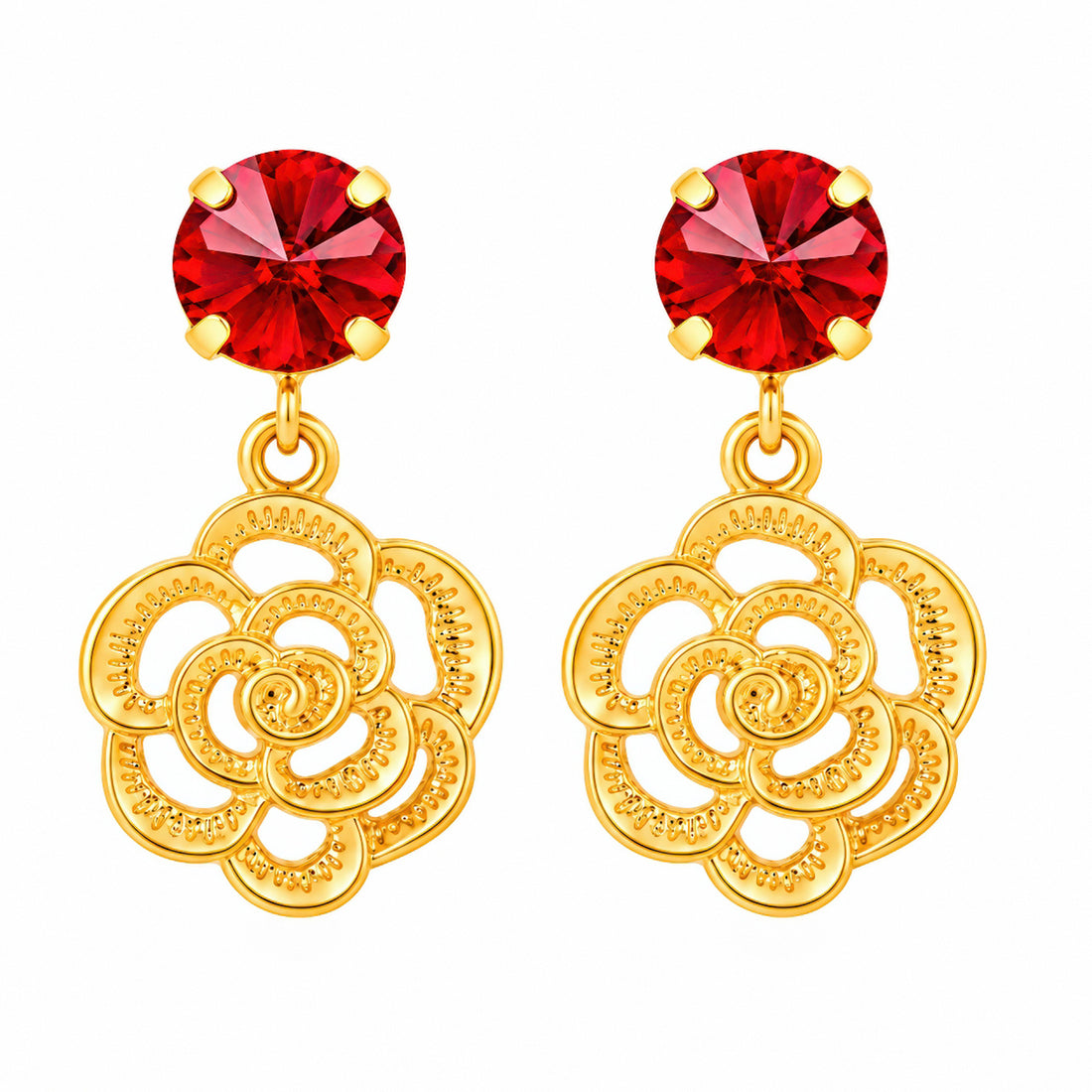 PRAO Earrings Anti-Tarnish Rose Crystal