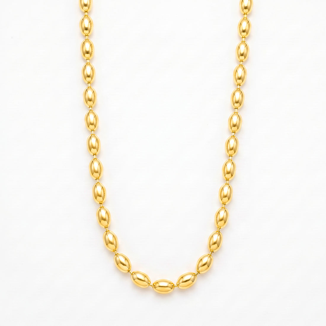 PRAO Necklace Anti-Tarnish Gold Plated Rice Bead Chain