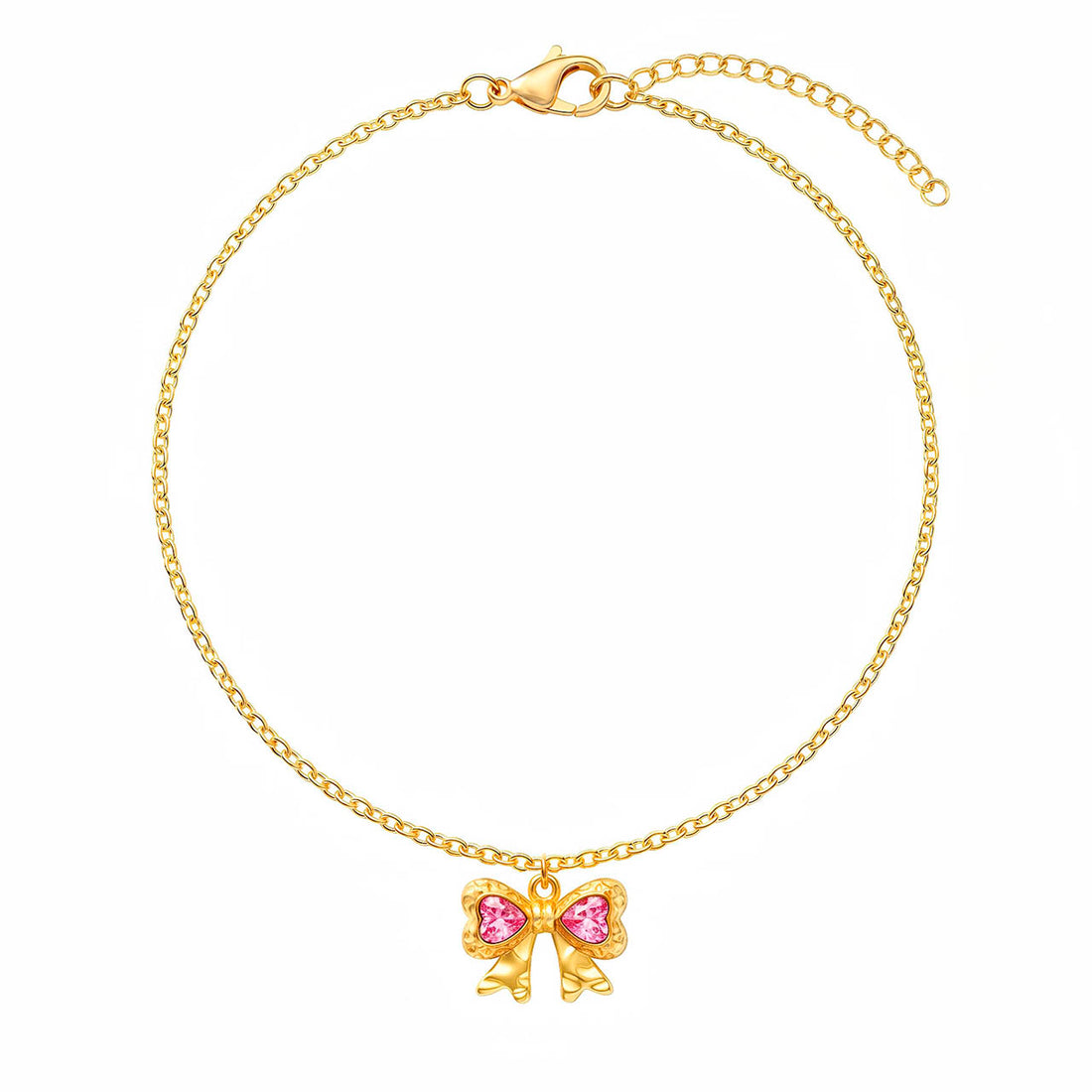 PRAO Bracelet Anti-Tarnish Pink Heart Bow (Adjustable Size)
