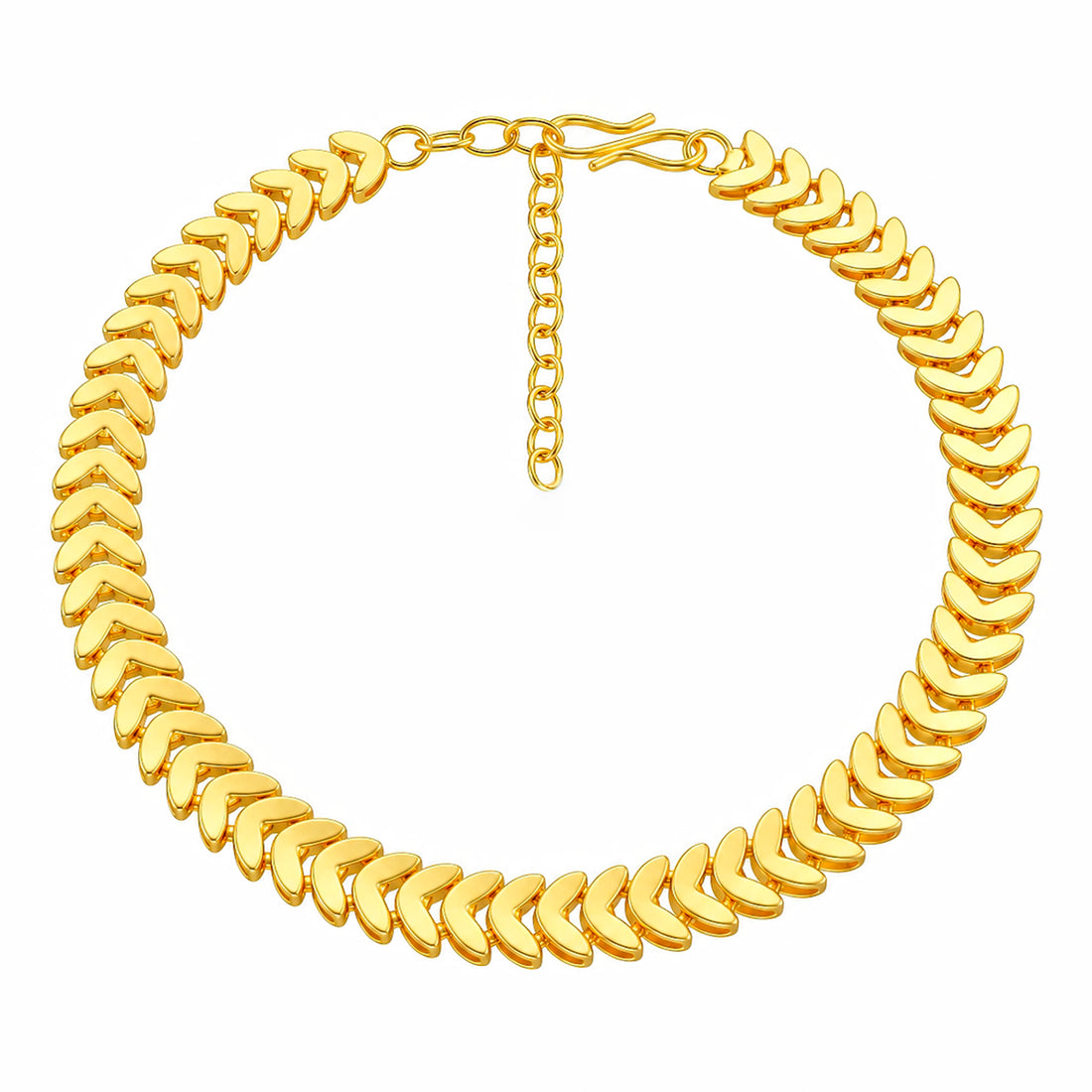 PRAO Bracelet Anti-Tarnish Curved Chevron Link Chain (Adjustable Size)