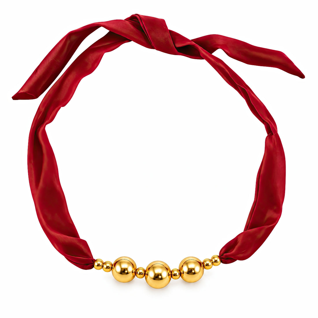 PRAO Necklace Anti-Tarnish Golden Balls Statement Set