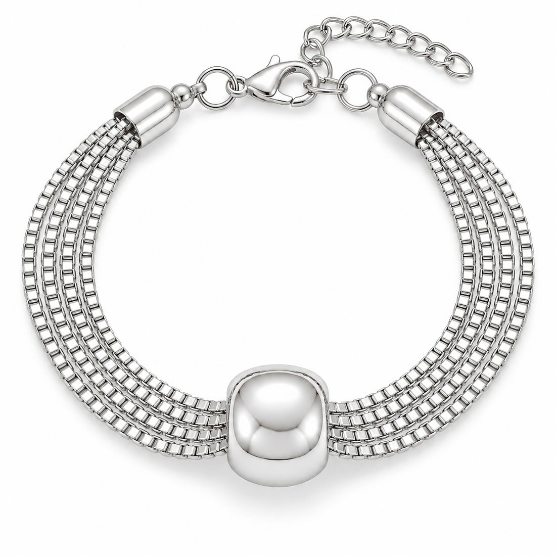 PRAO Bracelet Anti-Tarnish Silver Multilayered Box Chain (Adjustable Size)