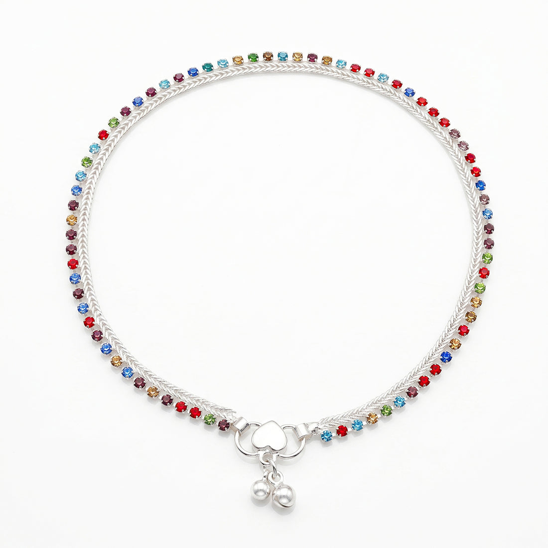 PRAO Anklet Anti-Tarnish Layered Multicolor Crystal