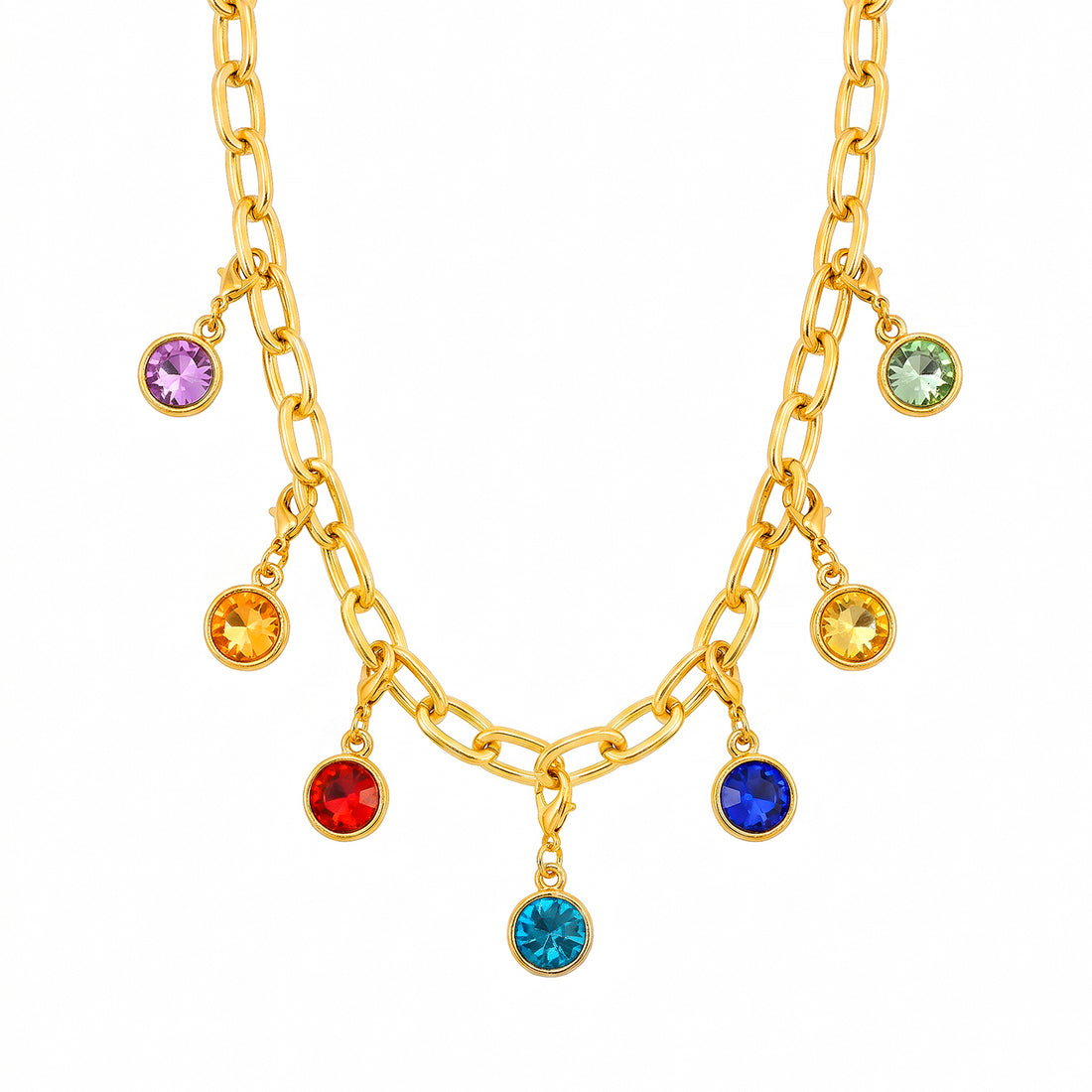 PRAO Necklace Anti-Tarnish Rainbow Charms