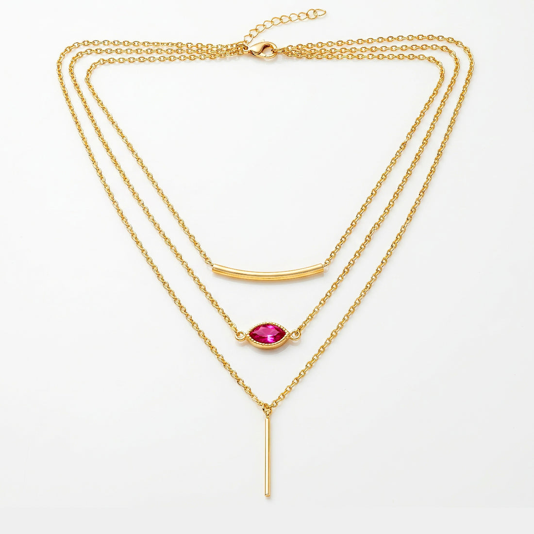 PRAO Necklace Anti-Tarnish Layered Bar Pendant