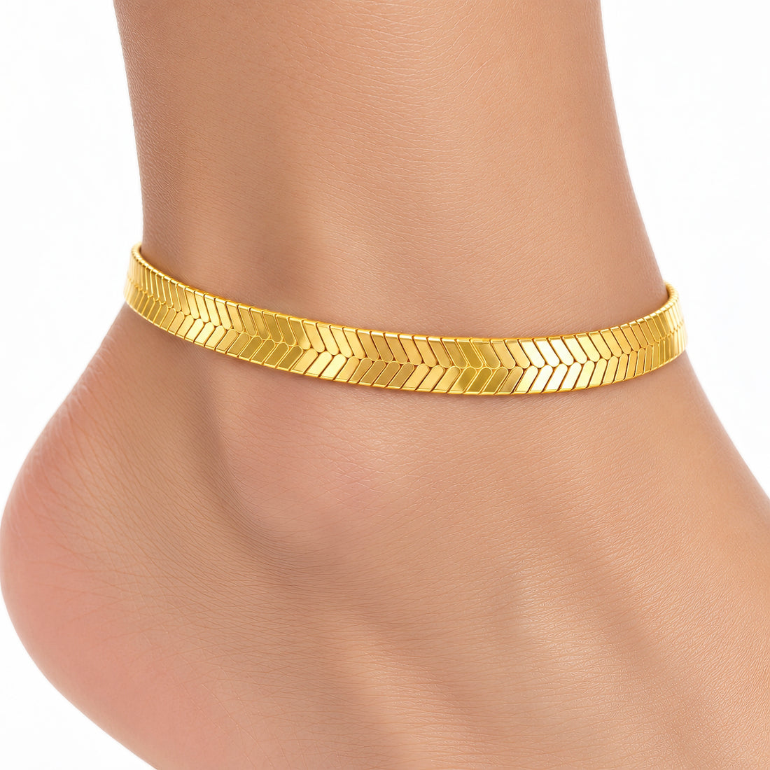 PRAO Anklet Anti-Tarnish Flat Herringbone Chain