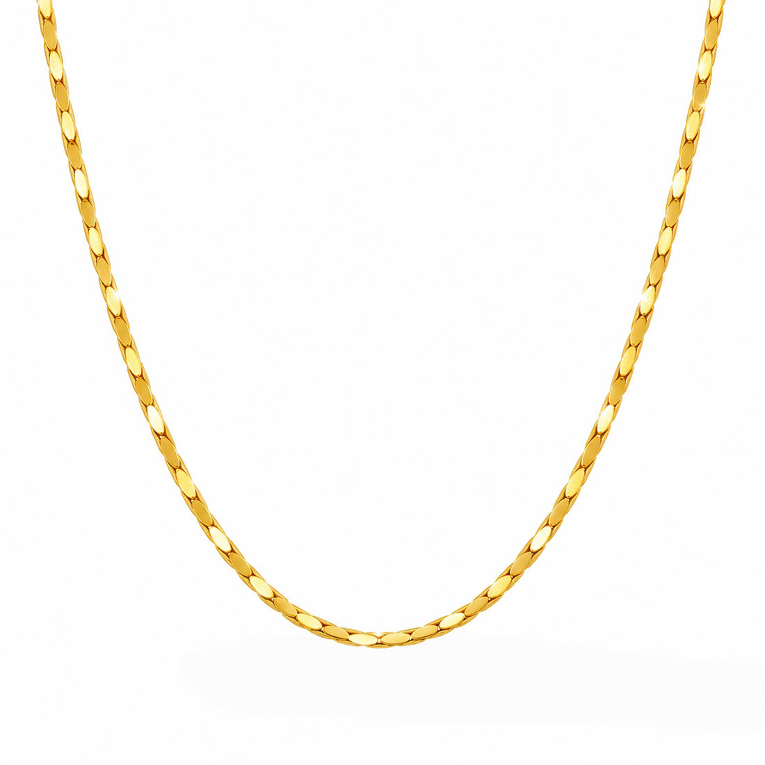 PRAO Necklace Anti-Tarnish Gold Plated Flat Link Chain