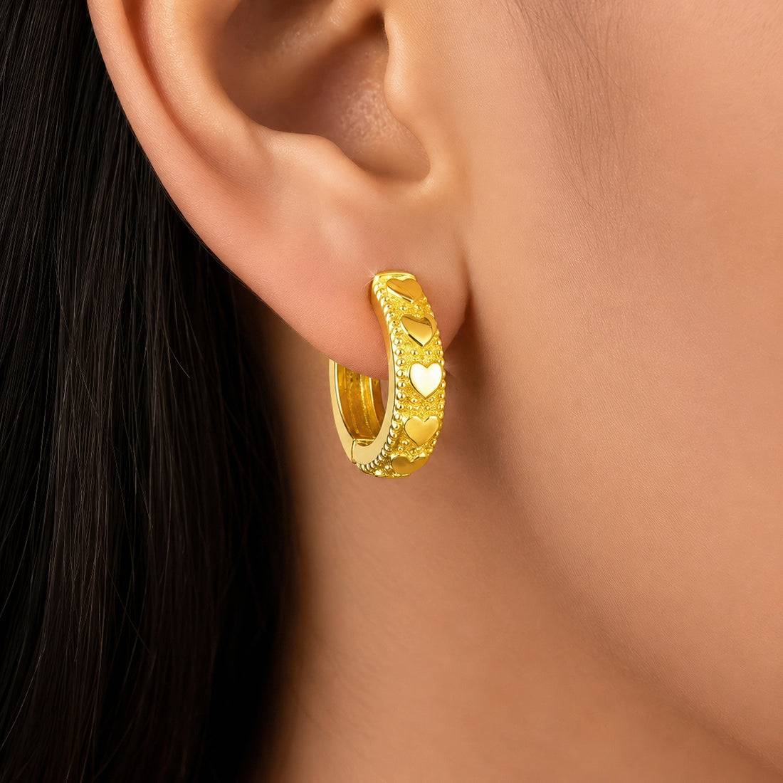 PRAO Earrings Anti-Tarnish Gold Plated Huggies