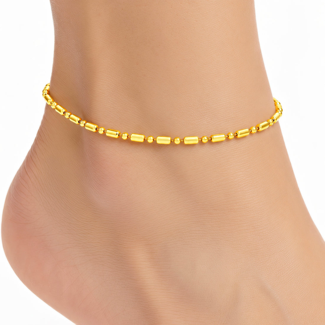 PRAO Anklet Anti-Tarnish Bar Bead Ball Chain