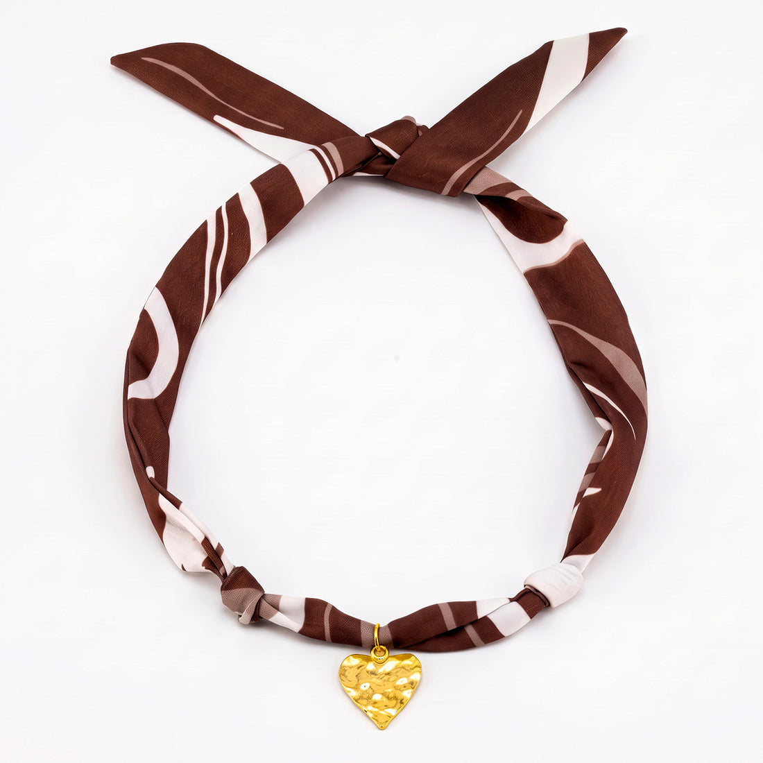PRAO Necklace Anti-Tarnish Burgundy White Scarf Heart Pendant