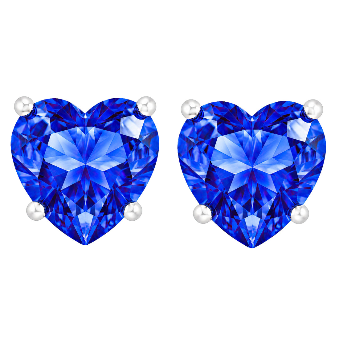 PRAO Earrings Anti-Tarnish Blue Crystal Heart Stud