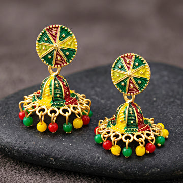 PRAO Earrings Anti-Tarnish Multicolor Enamel Jhumka