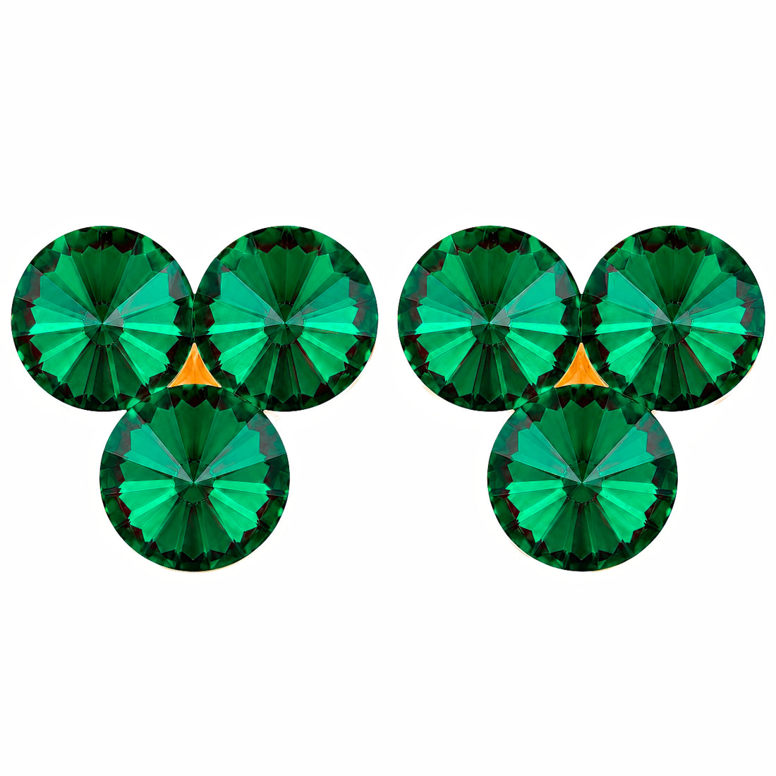 PRAO Earrings Anti-Tarnish Emerald Crystal Cluster Stud