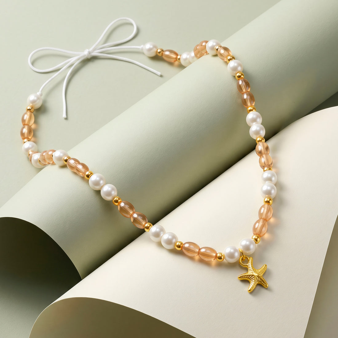 PRAO Necklace Anti-Tarnish Pearl Starfish