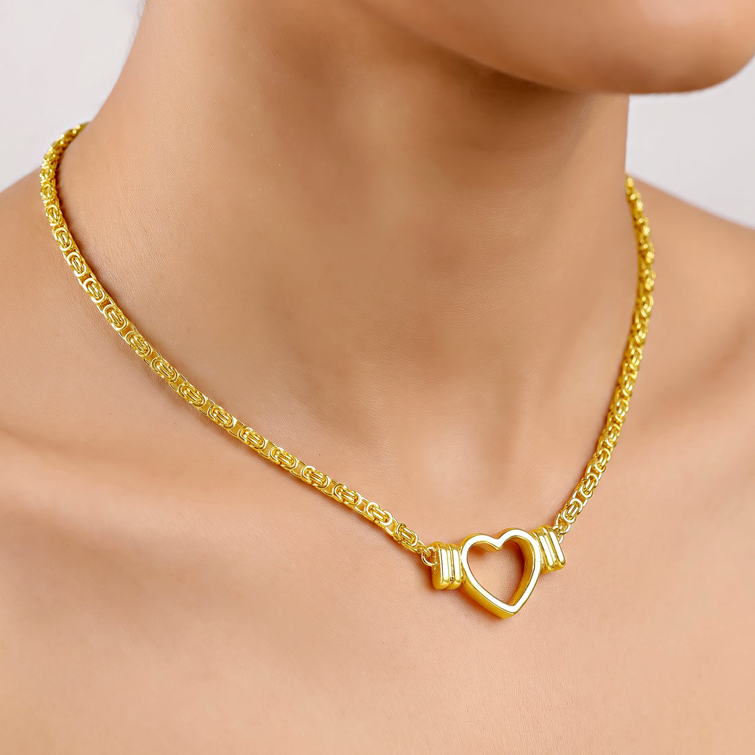 PRAO Necklace Anti-Tarnish Open Heart