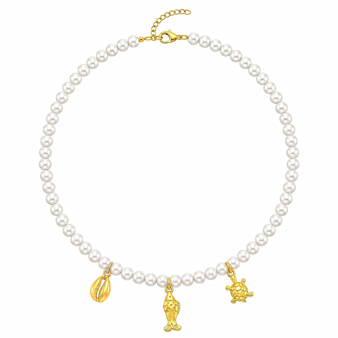 PRAO Necklace Anti-Tarnish Pearl Ocean Charm