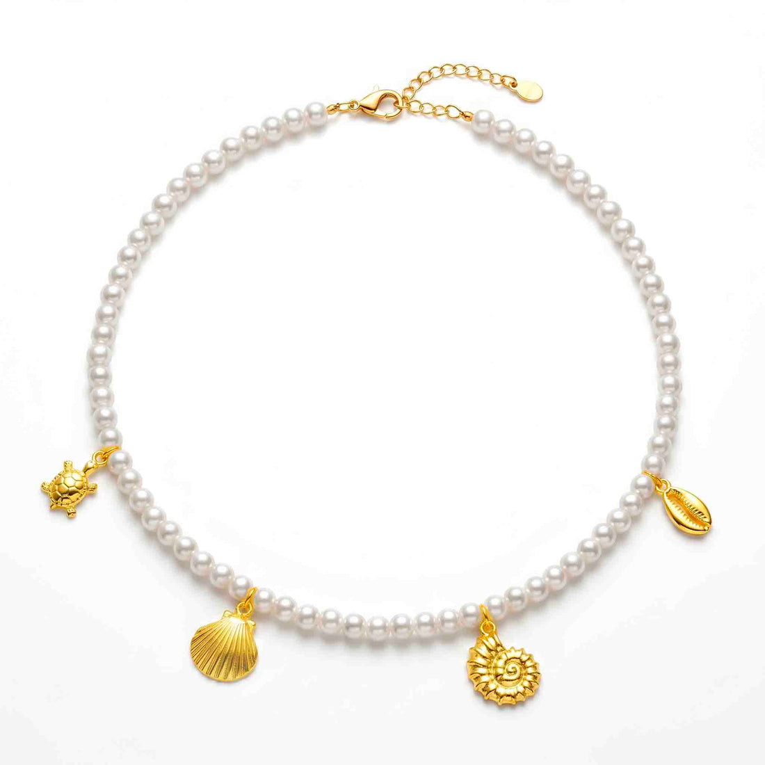 PRAO Necklace Anti-Tarnish Pearl Beach Charms