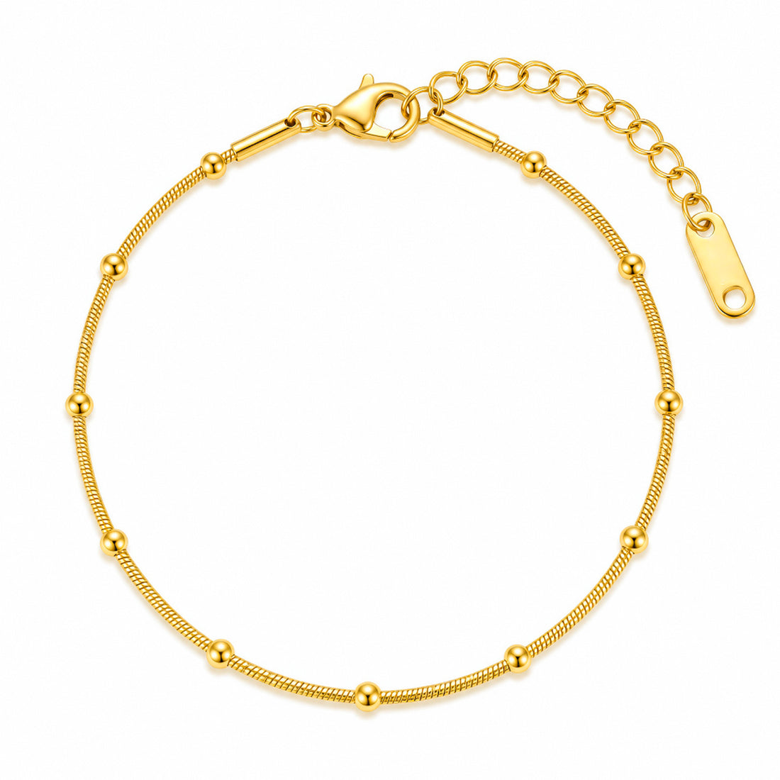PRAO Anklet Anti-Tarnish Satellite Snake Chain