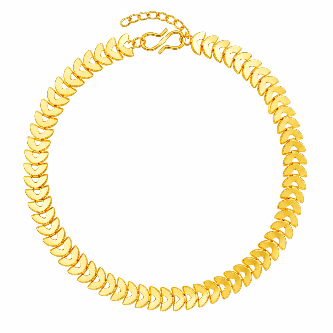 PRAO Anklet Anti-Tarnish Curved Chevron Link Chain