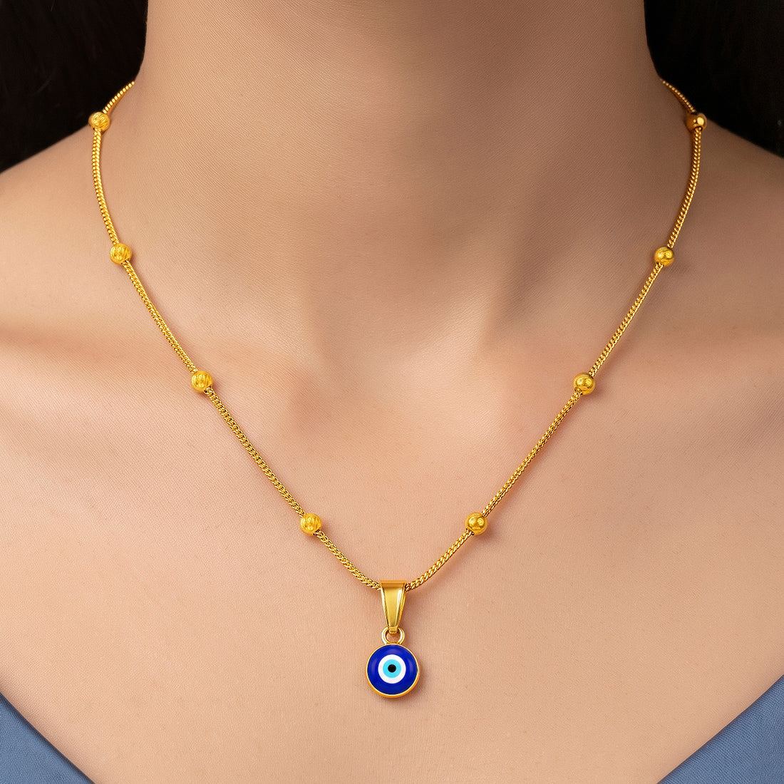 PRAO Necklace Anti-Tarnish Satellite Evil Eye