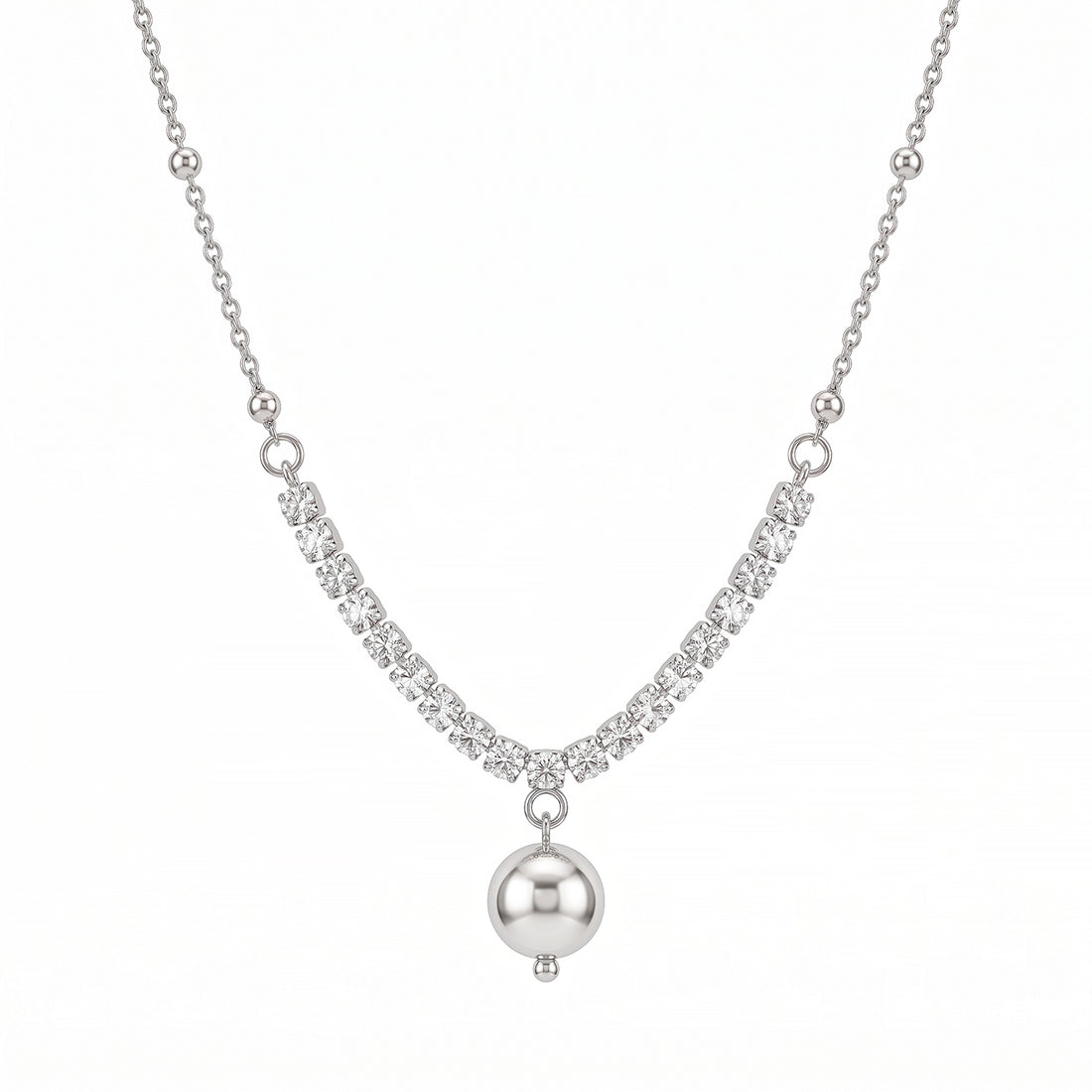 PRAO Necklace Anti-Tarnish Crystal Ball Pendant