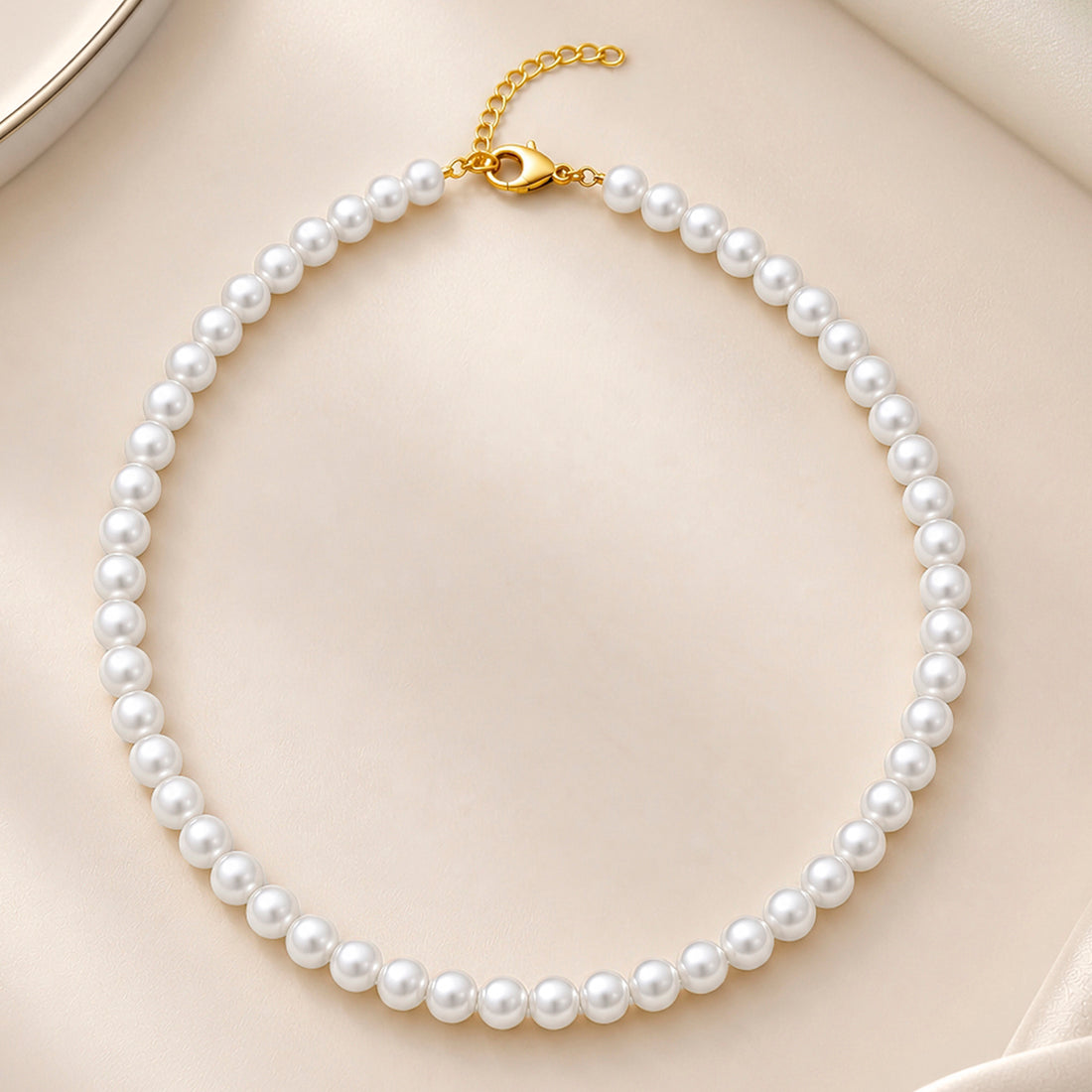 PRAO Necklace Anti-Tarnish Classic White Pearl Strand