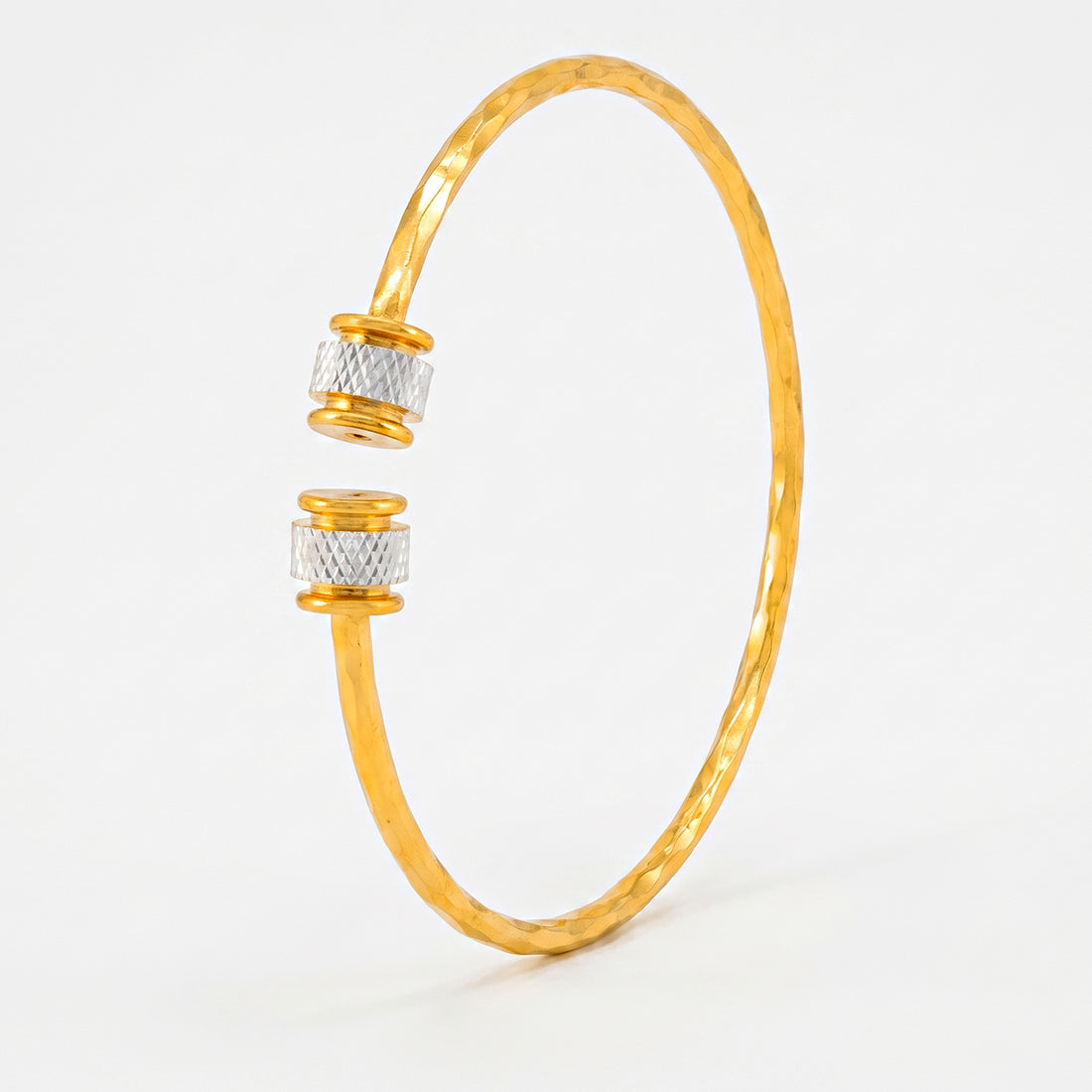 PRAO Bracelet Anti-Tarnish Hammered Open Cuff (Adjustable Size)