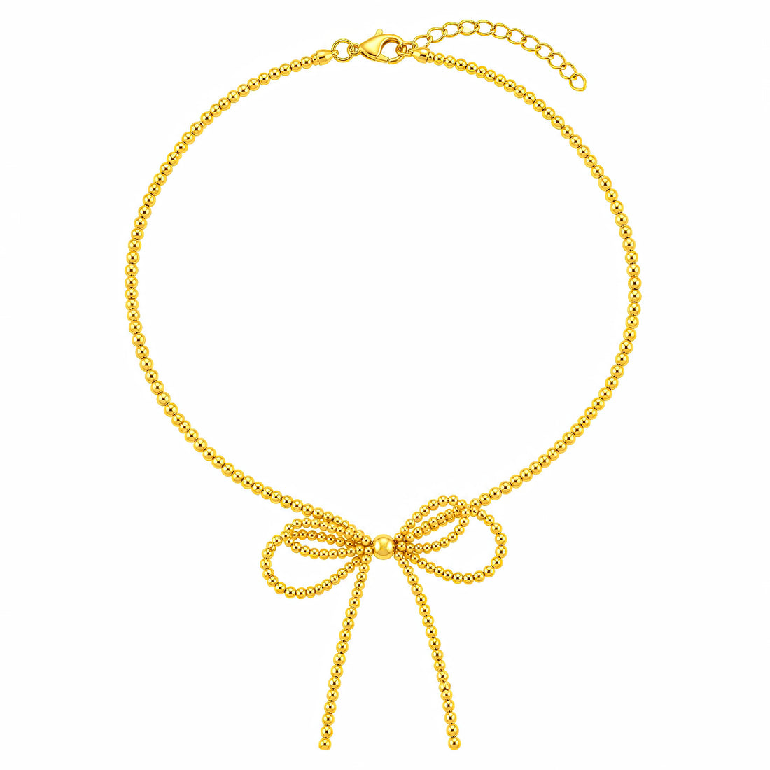 PRAO Necklace Anti-Tarnish String Ball Bow Pendant