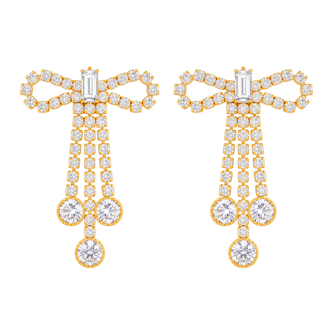 PRAO Earrings Anti-Tarnish Crystal Bow Dangle