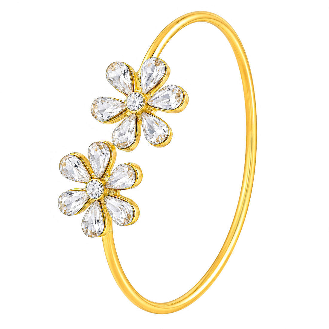 PRAO Bracelet Anti-Tarnish Openable Flower Bangle (Adjustable Size)