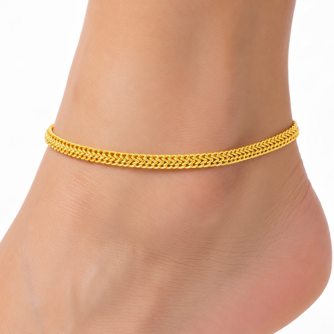 PRAO Anklet Anti-Tarnish Gold Plated Woven Chain