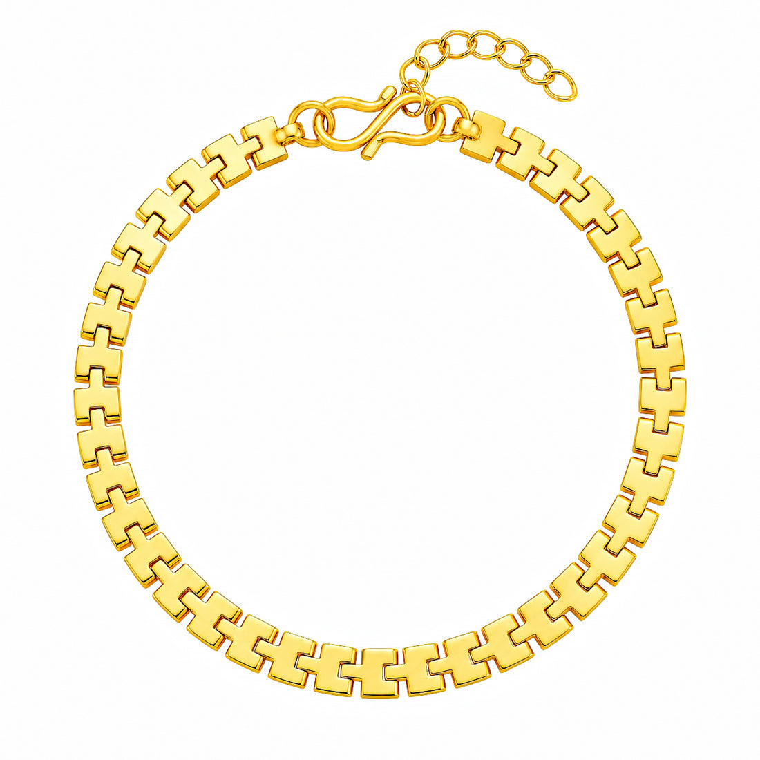 PRAO Bracelet Anti-Tarnish Geometric Square Link Chain (Adjustable Size)