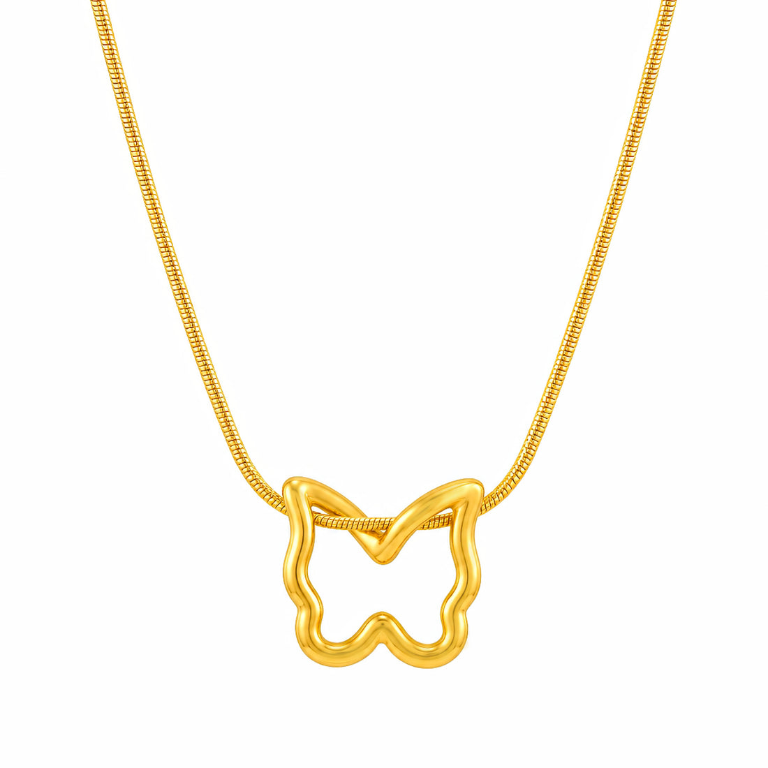 PRAO Necklace Anti-Tarnish Open Butterfly Snake Chain