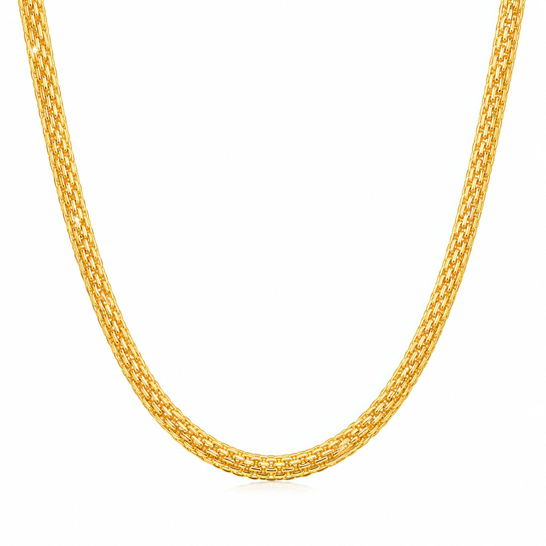 PRAO Necklace Anti-Tarnish Gold Plated Mesh Chain