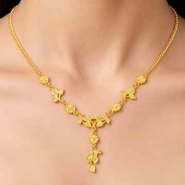 PRAO Necklace Anti-Tarnish Gold Plated Vine Leaf Floral