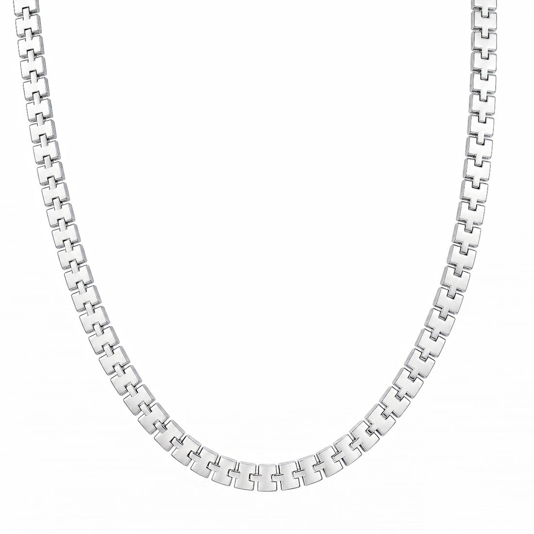 PRAO Necklace Anti-Tarnish Geometric Square Link Chain