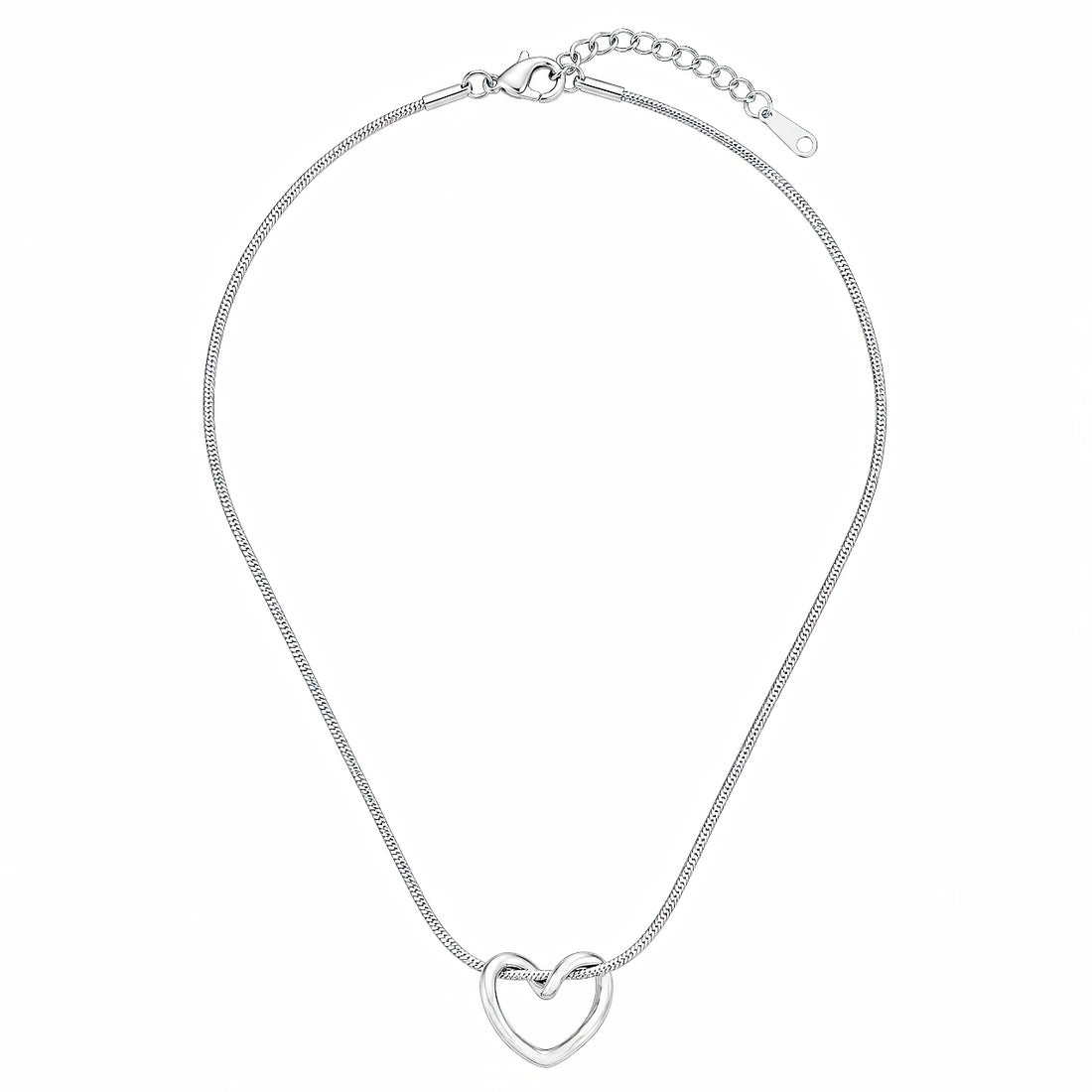 PRAO Necklace Anti-Tarnish Open Heart Snake Chain